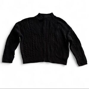 Time and Tru Black Cable Knit Mock Neck Sweater Girls XL 16/18